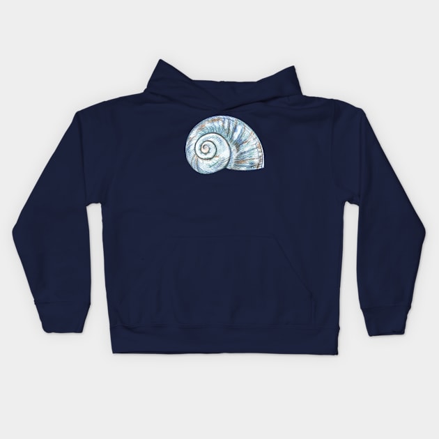 Blue seashell Kids Hoodie by Pendientera